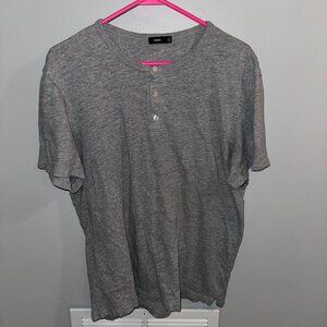 Vince Short Sleeve Grey Henley - Size Large